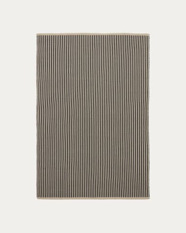 Satanca beige and black striped rug made from synthetic fibres 160 x 230 cm