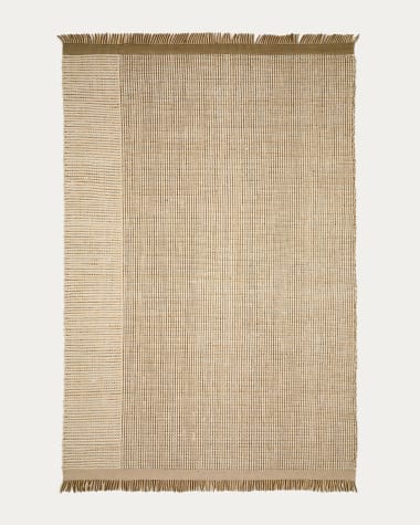 Blart beige wool rug with contrasting side stripe 160 x 230 cm