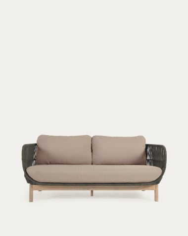 Catalina 3 seater sofa made with green cord and solid acacia wood, 170 cm FSC 100%